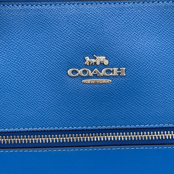 Coach Xgrain Leather Gallery Tote Bag Vivid Blue - Picture 7 of 14